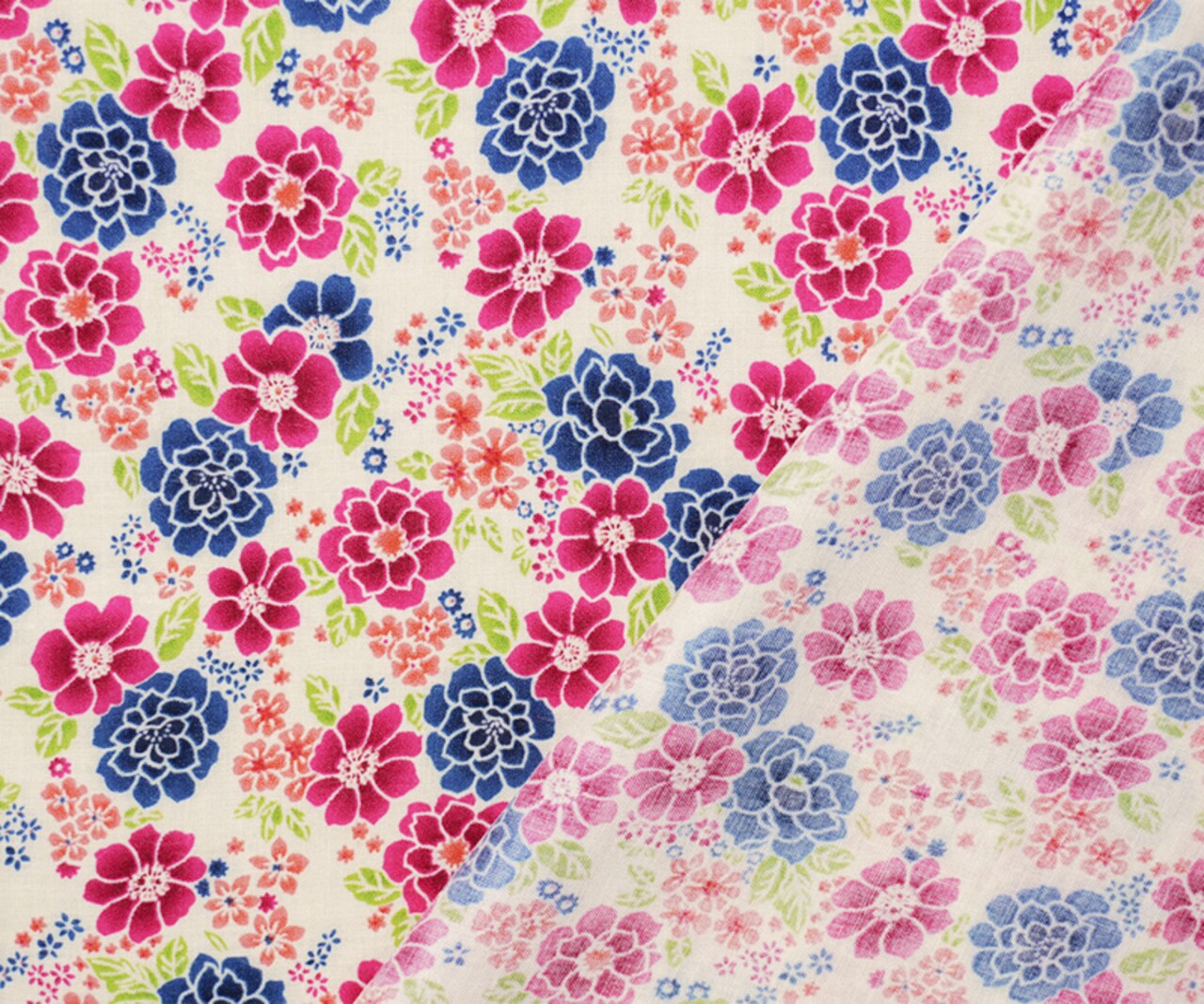 Pink-Blue-Multi Rayon Floral Printed Voile Woven Fabric By the Yard